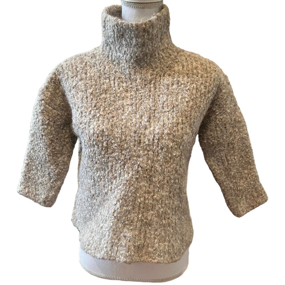 Eileen Fisher Boxy Thick Knit Alpaca Turtleneck Sweater S
